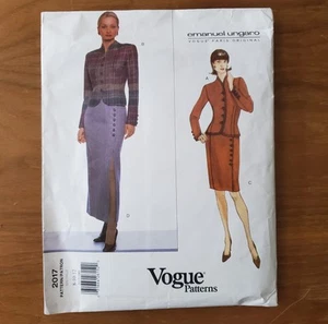 Vogue 2017 Original Emanuel Ungaro Jacket & Skirt Sewing Pattern Size 8 Complete - Imagen 1 de 2