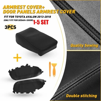 1-5set For Toyota Avalon 13-18 Console Lid Armrest & Door Panel Covers Set Black - Imagem 1 de 4