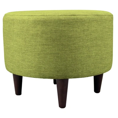 Porch & Den Grace Round Upholstered Ottoman Green Medium - Image 1 of 4