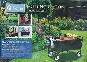 Carro utilitario plegable compacto Seina vagón jardín campamento al aire libre negro - Imagen 1 de 5