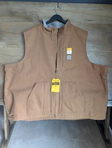 Carhartt Weste Herren 4XL groß braun locker gewaschen Ente Sherpa gefüttert Stehkragen neu mit Etikett - Bild 1 von 4