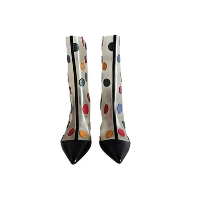 Женские сапоги Malone Soulier Mulitcolor в горошек из ПВХ/кожи на каблуке - Изображение 1 из 4