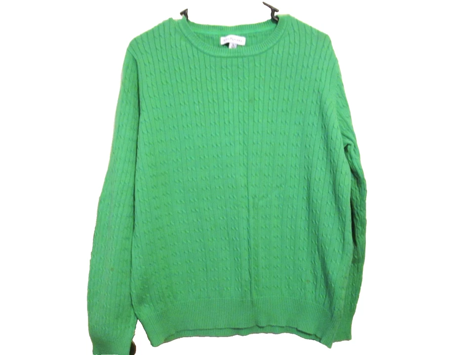 Suéter tejido con cable 100 % algodón para mujer Kim Rogers XL verde Foto 1 de 4