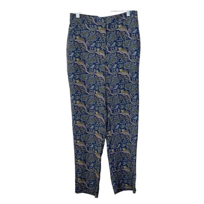 J Crew Womens Silk Pants Size 6 Leopard Bird Print High Rise Straight Leg Jungle - Image 1 of 4
