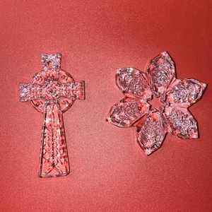 Waterford Crystal 2017 Mini Snowflake Mini Cross 2 ornaments ONLY #40026614 READ - Picture 1 of 4
