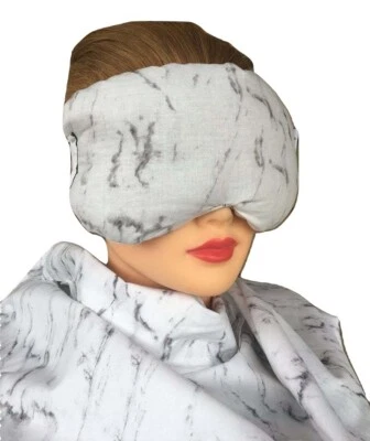 Máscara de ojos lavanda eucalipto, senos paranasales, paquete de hierbas, paquete frío caliente, mármol blanco Foto 1 de 4