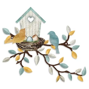 Rustic Metal Wall Decor Teal Wall Art Birdhouse Family Decor Wall Hanging for - Picture 1 of 8