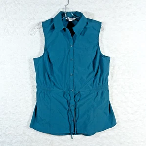 Camiseta sin mangas Athleta para mujer mediana levitación popelina verde con cordón 798899-01 - Imagen 1 de 7