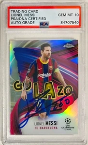 2021 Topps Chrome Signed Lionel Messi Barcelona Refractor #GOL-LM PSA/DNA Gem 10 - Picture 1 of 3