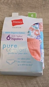 (6 Pk) HANES Pure Comfort Girls Panties Underwear Size 6 Hipsters Tagless Floral - Picture 1 of 3