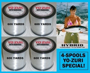 4 PACK YO-ZURI HYBRID Línea de pesca con fluorocarbono 25lb / 600yd COLOR CLARO NUEVO! - Imagen 1 de 2