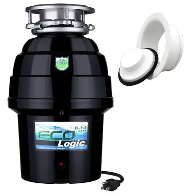 Eco Logic 3/4 HP Deluxe Kitchen Garbage Disposal, White Sink Flange and Stopper - Image 1 of 4