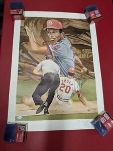 St. Louis Cardinals Lou Brock Signed JSA Authenticated 21x29 LE Lithograph - Picture 1 of 4