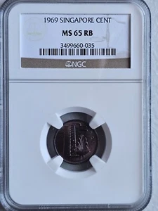Singapore 1 Cent 1969 NGC MS 65 RB - Picture 1 of 2