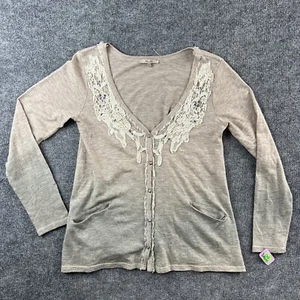 NWT Miss Me Women's Lightweight Brown Gem Bling Cardigan Small - Picture 1 of 3