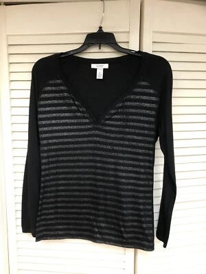 Alfani LS верхняя рубашка для сна, Sz Med черный и серебро, б/у в отличном состоянии! - Изображение 1 из 3