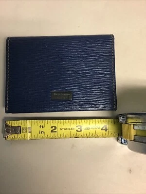 Cartera Salvatore Ferragamo Revival Cuero Martillado Doble Pliegue Italia - Azul * LEER * Foto 1 de 4