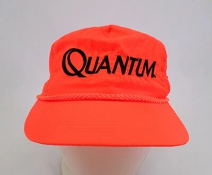 Quantum Reels Hat Cap Zebco Fishing Spinning Rope Snapback Safety Orange Vtg - Picture 1 of 6
