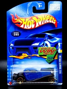 2002 Hot Wheels Blue Card Collector #205 1932 Bugatti Type 50 Blue w Gold 5dot - Picture 1 of 6