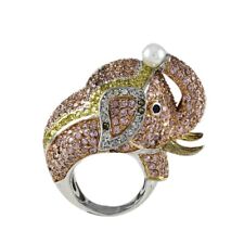 HSN Noir 12.23ct CZ and Simulated Pearl "Elephant" Ring Size 9 $399