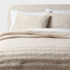 King Sculpted Faux Fur Comforter and Sham Set Khaki - Threshold - Picture 1 of 5