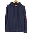 Alpha Industries Men Hoodie Jumper Hooded Blue Size S Small