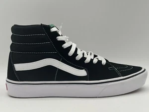 New VANS Skate Sk8-Hi Men SZ 10 UNISEX Women SZ 11.5 BLACK True WHITE Comfycush - Picture 1 of 9