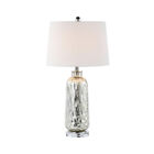 71cm Silver Glass Table Buffet Lamp Light with White Shade Statement Piece