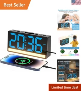 Modern LED Digital Clock with Snooze, 5 Volume Levels & Night Light Feature - Picture 1 of 9