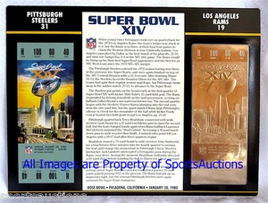 SUPER BOWL 14 PITTSBURGH STEELERS / RAMS Willabee Ward 22KT GOLD TICKET ~ SB XIV - Picture 1 of 1