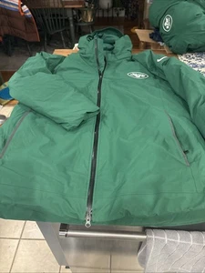 MENS NFL NIKE  NEW YORK JETS TEAM ISSUED HEAVY WINTER JACKET HOODED GREEN XL/XXL - Picture 1 of 11