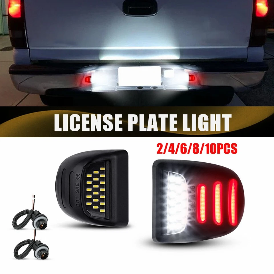 2-10x   Red & White LED License Plate Lights For Chevy Silverado 1500 2500 3500 - Imagem 1 de 1
