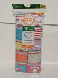 Wonder Nation 10 Pack Girls' Briefs Super Soft - Tag-Free Comfort - Picture 1 of 4