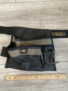 CLC 10" 2 Pocket Tool Pouch Apron W/Hammer Holster Black Nylon - Picture 1 of 5