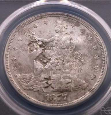 1877-S U. S. Trade Dollar $1 PCGS XF 45  (12+ Distinct Chinese "Chop" Marks! ) - Image 1 of 4