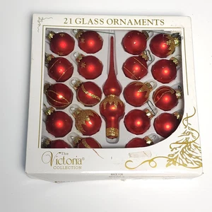 Vintage Rauch Glass Christmas Ornament Set  Original Box 21 Pieces - Picture 1 of 7