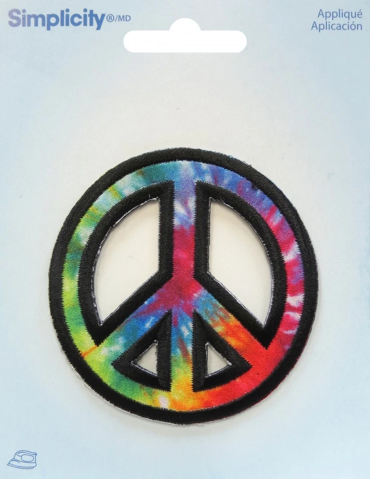 Peace Sign Symbol Iron-on Applique Motif Patch Multi-Coloured - Crafts School - Image 1 of 1