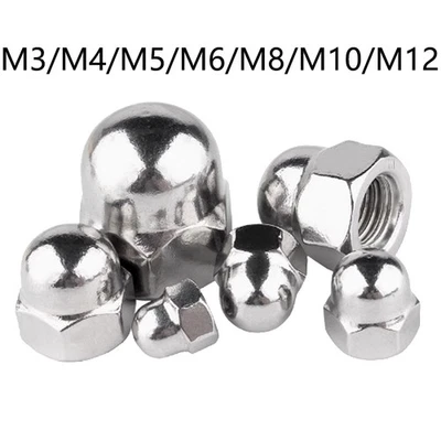 M3/ M4/ M5/ M6/ M8/ M10/ M12 304 Edelstahl Hutmuttern Runde Kugelkopf Zierkappen - Bild 1 von 4