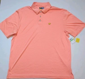 New Jack Nicklaus Men's Golf Polo Shirt Size L Salmon Pink White Striped Collar - Picture 1 of 12
