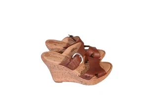 Born Damen-Sandalen US 8 M EUR 39 braun Leder Kork Keilabsatz Schuhe - Bild 1 von 6