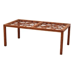 Rare Vtg Brighton Pavilion Style Burnt Bamboo Chippendale Fretwork Dining Table - Picture 1 of 24