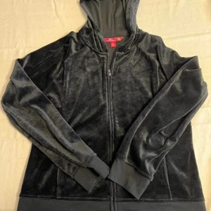 Vintage Velvet Zip Up Jacket Y2K Black Size XL (fits more like medium) - Picture 1 of 3