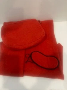 Sofia red cashmere 3-piece travel set. Shawl, sleep mask, bag. New without tags. - Picture 1 of 5
