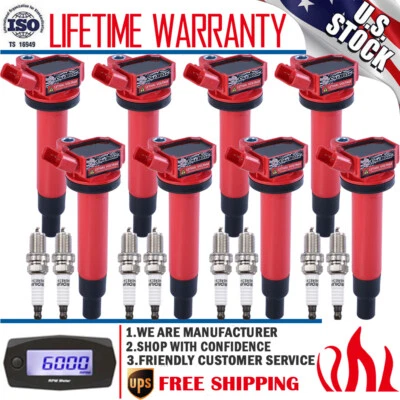 8 Pack Ignition Coils & Spark Plugs For Toyota 4Runner Tundra Sequoia Lexus 4.7L - Image 1 of 4
