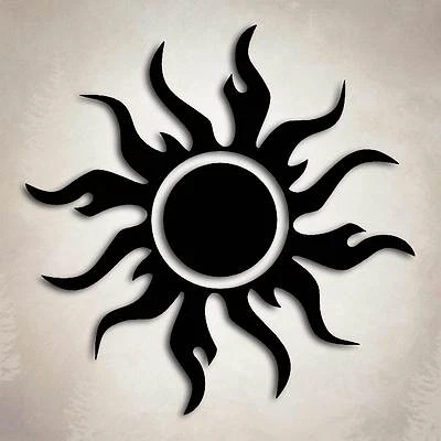 AFTERSHOCK DECALS Tribal Sun Decal Car Truck Window Fire Flame Earth Energy Sticker Tattoo USA