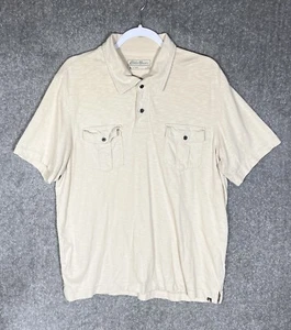Eddie Bauer Outdoor Polo Shirt Mens Size Large Beige Cotton Chest Flap Pockets - Picture 1 of 8