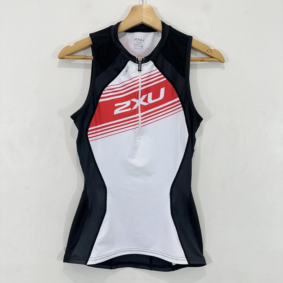 2XU IceX триатлона Велоспорт жилет женщин M черный 1/4 молнии эластичной задний карман - Изображение 1 из 4