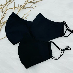 3 PACK😷Face Masks😷 SOLID Unisex Cotton Blend TRIPLE-Layer Washable -US SELLER - Picture 1 of 16