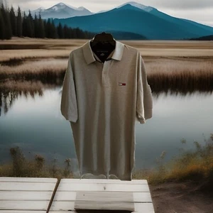 Tommy Hilfiger Mens Golf Polo  XL Shirt Gray Short Sleeve  Logo - Picture 1 of 5