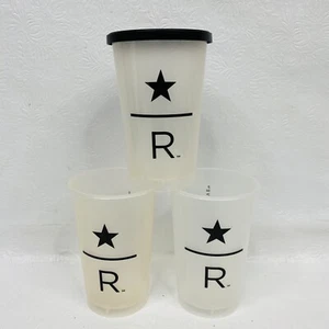 Lote de 3 Starbucks Reserve Limited 16 oz Grande Plástico Esmerilado Copa Estrella y 1 Tapa - Imagen 1 de 4